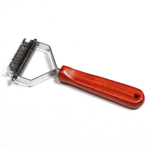 Brosse à sous-poil double face Sprenger manche bois dents inox
