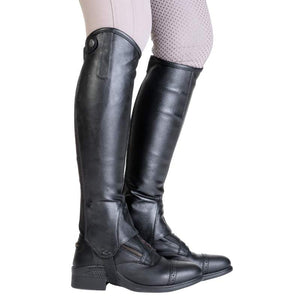 Mini-chaps synthétique et cuir Combi, noir