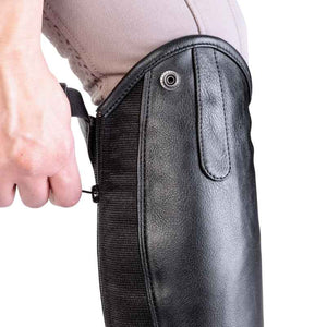 Mini-chaps synthétique et cuir Combi, noir