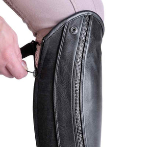 Mini-chaps synthétique et cuir Combi Sparkle, noir