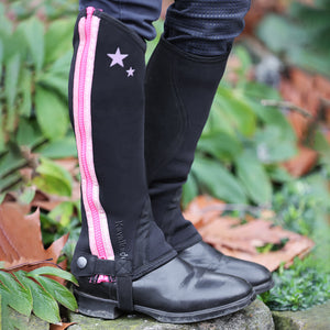 Mini-chaps enfant en néoprène Lotta, noir/rose