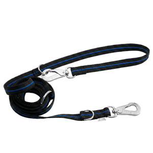 Laisse caoutchoutée réglable 3 positions Sprenger BLUE LINE bleu-noir 230 cm