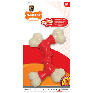 Os à mâcher Nylabone Double Bone double texture saveur bacon pour chien