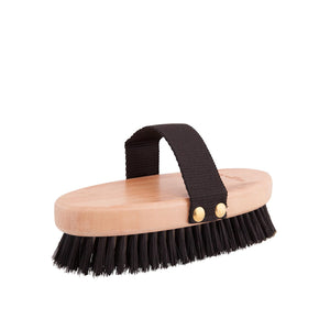 Brosse de pansage douce Premiere moyenne manche bois noir-blanc