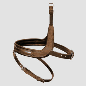 Muserolle interchangeable Passier 954 combinée, dégagement des pommettes, application cuir grainé coloris Havane (rendu)