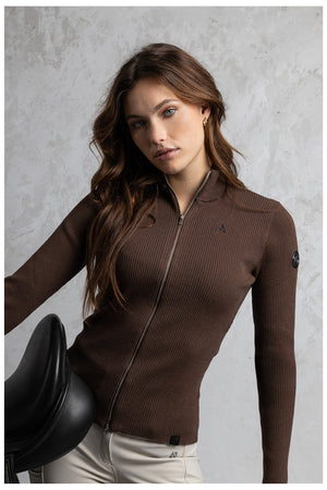 ANKY cardigan zippé coupe ajustée – Chestnut