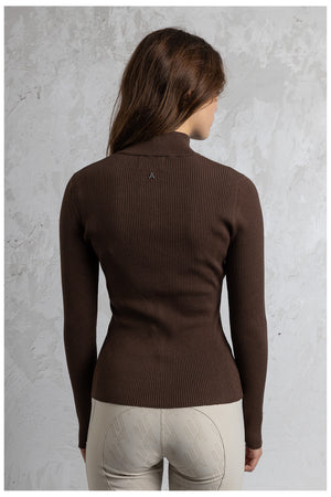 ANKY cardigan zippé coupe ajustée – Chestnut