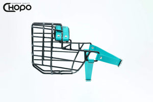 Muselière métal CHOPO sangles Biothane vert, Berger allemand femelle, Noir