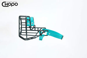 Muselière métal CHOPO sangles Biothane vert, Schnauzer moyen femelle, Noir