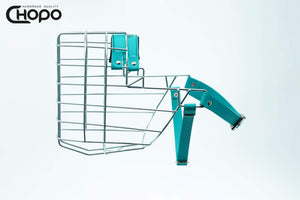 Muselière métal CHOPO sangles Biothane vert, Berger allemand mâle, Zinc