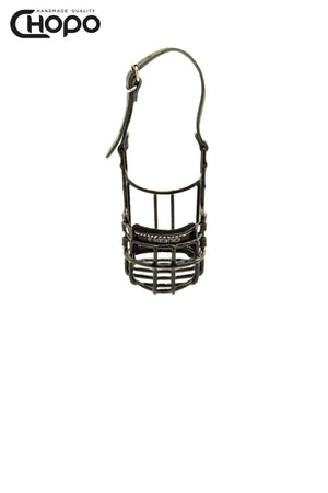 Muselière métal CHOPO sangles cuir, Schnauzer nain femelle, Noir