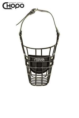 Muselière métal CHOPO sangles cuir, Berger allemand mâle, Noir