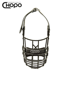 Muselière métal CHOPO sangles cuir, Schnauzer moyen mâle, Noir