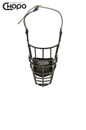 Muselière métal CHOPO sangles cuir, Dalmatien femelle, Noir
