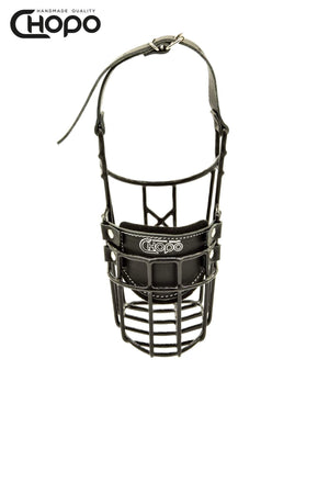 Muselière métal CHOPO sangles cuir, Airedale femelle, Noir