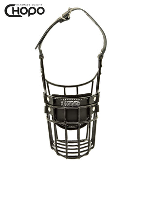 Muselière métal CHOPO sangles cuir, Airedale mâle, Noir