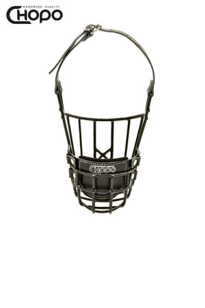 Muselière métal CHOPO sangles cuir, Pitbull femelle, Noir