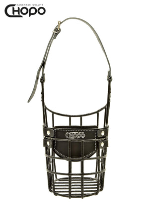 Muselière métal CHOPO sangles cuir, Dogue allemand femelle, Noir
