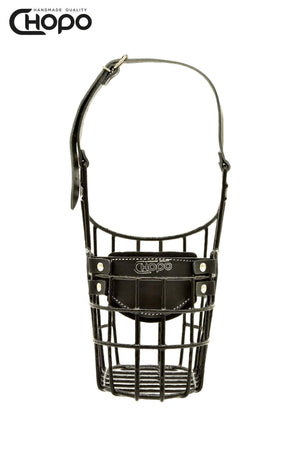 Muselière métal CHOPO sangles cuir, Dogue allemand mâle, Noir