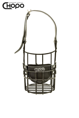 Muselière métal CHOPO sangles cuir, Terre-neuve femelle, Noir