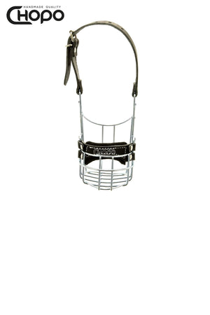 Muselière métal CHOPO sangles cuir, Schnauzer nain femelle, Zinc