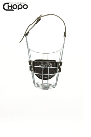 Muselière métal CHOPO sangles cuir, Cocker mâle, Zinc