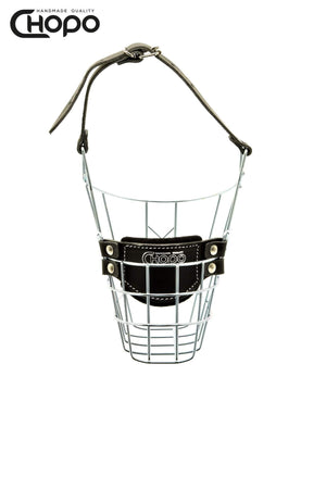 Muselière métal CHOPO sangles cuir, Berger allemand femelle, Zinc