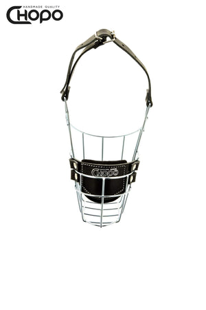 Muselière métal CHOPO sangles cuir, Dalmatien femelle, Zinc