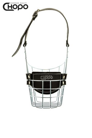 Muselière métal CHOPO sangles cuir, Rottweiler mâle, Zinc