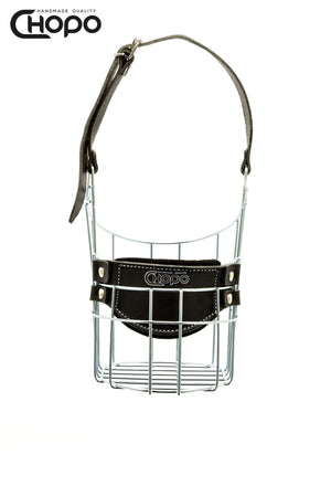 Muselière métal CHOPO sangles cuir, Terre-neuve mâle, Zinc