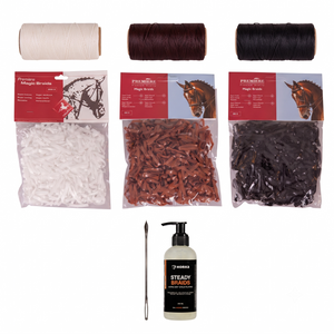BR & Horka – Kit Tressage complet, coloris blanc, marron et noir | Sellerie Bucéphale