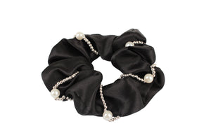 Chouchou satin perles Horka Noir