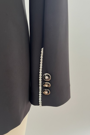 Mini-frac Lamantia Couture femme SoftShell fin Noir strass manche