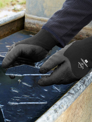 Gants de travail thermiques LeMieux - Noir - mise en situation