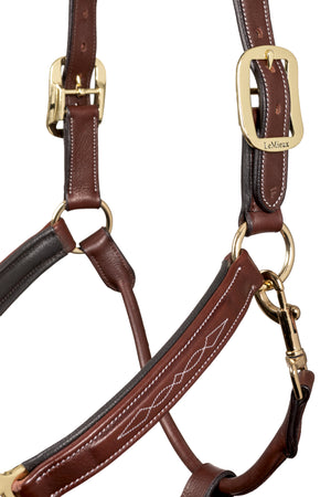 Licol en cuir piqué LeMieux, coloris Brown, détail