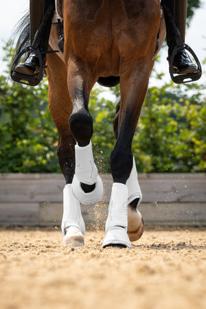 Guêtres de Dressage LeMieux Motionflex - Blanc - mise en situation