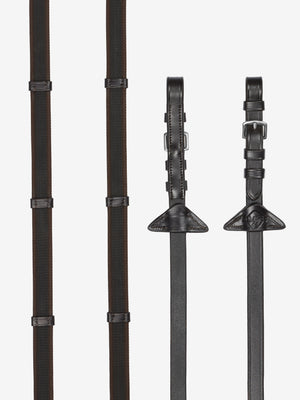 Rênes Continental Grip Caoutchouc LeMieux - Marron/Argent - photo produit