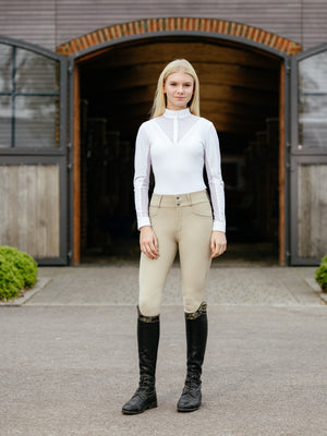 LeMieux Young Rider Hunter pantalon d'équitation Beige en situation