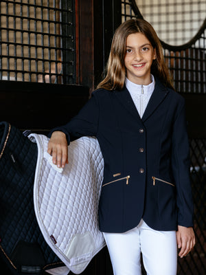 Veste de Concours Brilliance Junior Pro LeMieux - Bleu Marine Rose Gold - mise en situation