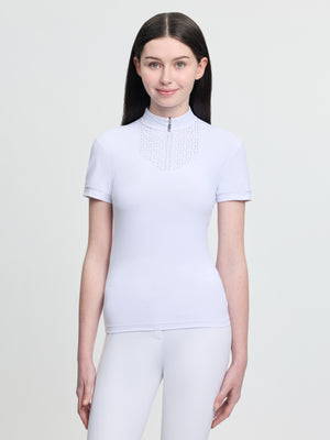 Chemisier de concours Brilliance Livvy Young Rider manches courtes - Blanc - mise en situation