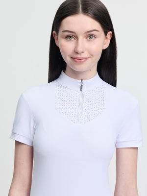 Chemisier de concours Brilliance Livvy Young Rider manches courtes - Blanc - mise en situation