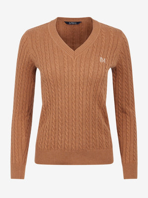 Pull en maille torsée à col V Carla