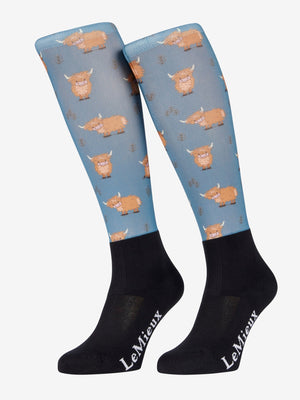 Chaussettes d'équitation Footsie LeMieux Highland Cow/Aloe