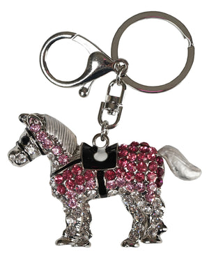 Porte-clés cheval strass Red Horse Argent