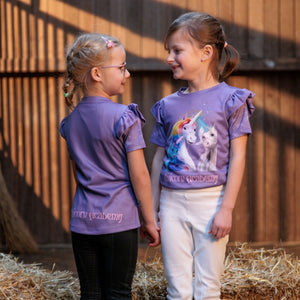 T-shirt enfant Unicorn Academy porte a l ecurie, motif licornes