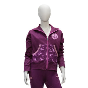 Blouson enfant Unicorn Academy violet sur mannequin, vue de face