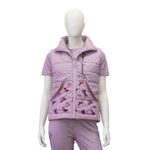 Gilet matelasse enfant Unicorn Academy lilas sur mannequin