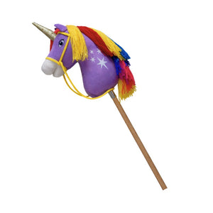 Cheval baton Unicorn Academy Wildstar lilas, corne doree et criniere multicolore
