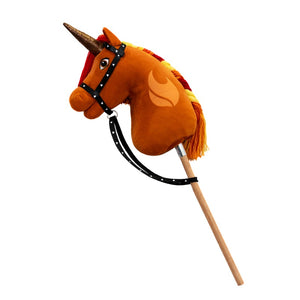 Cheval baton Unicorn Academy Cinder orange, criniere rouge et jaune