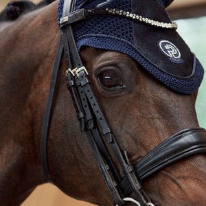 Bonnet Glitter Mesh Eskadron Platinum Pure Bleu marine tête de cheval | Sellerie Bucéphale